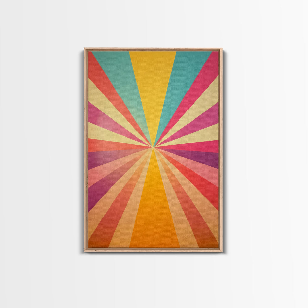 Midcentury Modern Star Burst Pastel Wall Art, Framed Canvas Print, Unique Wall Art, MCM Abstract Wall Decor