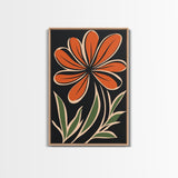 Framed Canvas Wall Art Abstract Botanical Floral Print, Boho Mid-century Modern Floral Canvas Print, Minimalist Boho Modern Art