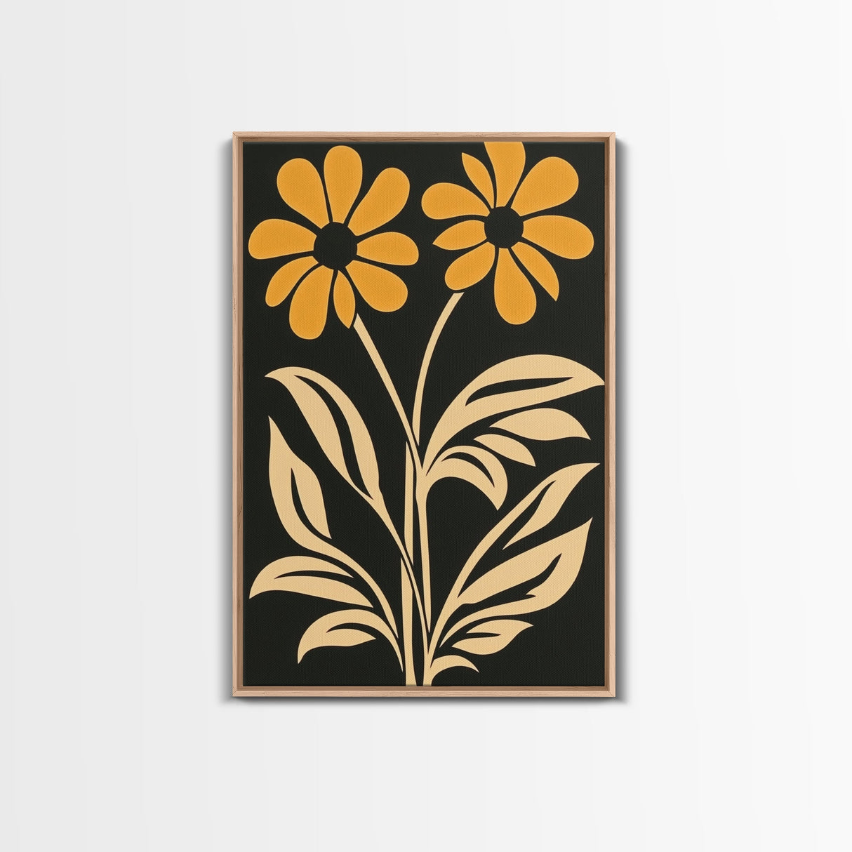 Minimalist Framed Canvas Print Wall Art Botanical Print Flower Wall Art Floral Orange Flower Art Boho Modern Farmhouse Home Decor