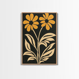 Minimalist Framed Canvas Print Wall Art Botanical Print Flower Wall Art Floral Orange Flower Art Boho Modern Farmhouse Home Decor