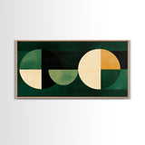 Abstract Wall Art Emerald Green Geometric Canvas Print, Large Framed Modern Art, Mid Century Abstract Home Decor, Minimalist Statement Piece