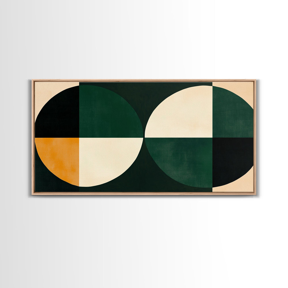 Extra Large Canvas Art MCM Geometric Wall Art Framed Canvas Print Emerald Green
