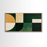 Geometric Patterns Mid-Century Modern Abstract Wall Art Canvas Print, Beautiful Emerald Green Wall Art