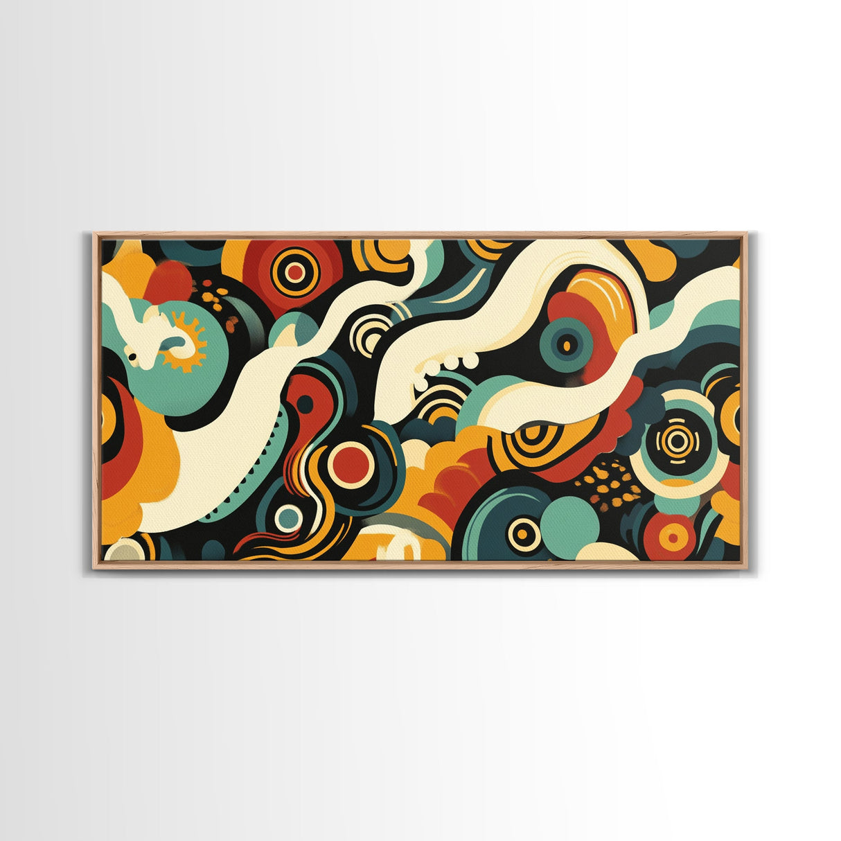 Surrealist Abstract Art, Framed Canvas Print, Kitsch Decor, Boho Style Eclectic Home Decor