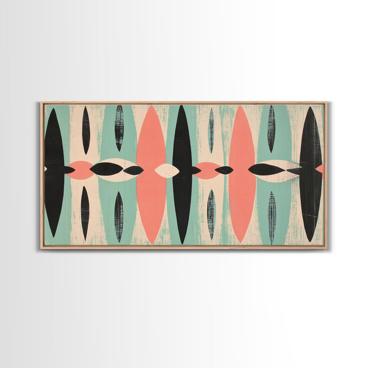 Mid-Century Modern "Eyes" Canvas Print, Wood Framed Waoo Art, MCM Style Home Decor, 1950s Style Art