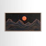 Blood Moon Over a Desert Landscape, Dark and Moody Decor, Framed Canvas Print, Pueblo Style Southwestern Art