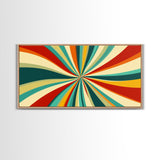 Horizontal Vertical Wall Art Framed Canvas Print, Mid-Century Modern Abstract Spiral Art, Retro Minimalist Pastel Wall Art
