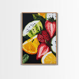 Food Review Kitchen Art, Framed Canvas Print, Antique Still Life Oil Painting Of Fruit, Fruit Still Life, Kitchen Decor, Dining Room Art