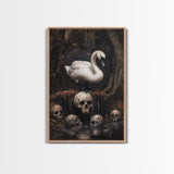 The Black Swan, Gothic Dark Macabre Wall Art, Dark Swan Decor, Halloween Canvas Print, Halloween Decor, Dark Academia Wall Art