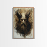 Portrait of a Demon, Framed Canvas Print, Dark Macabre Wall Art