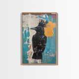 This crow has a mohawk, AKA a CROHAWK, Framed Canvas Print