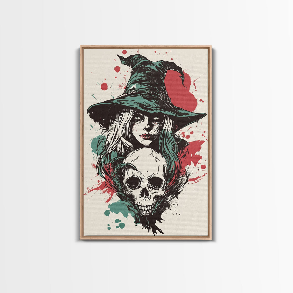 Portrait of A Witch, Framed Canvas Print, Halloween Decor, Witchcraft, Goth Art, Dark Academia Wall Art, Halloween Poster Art