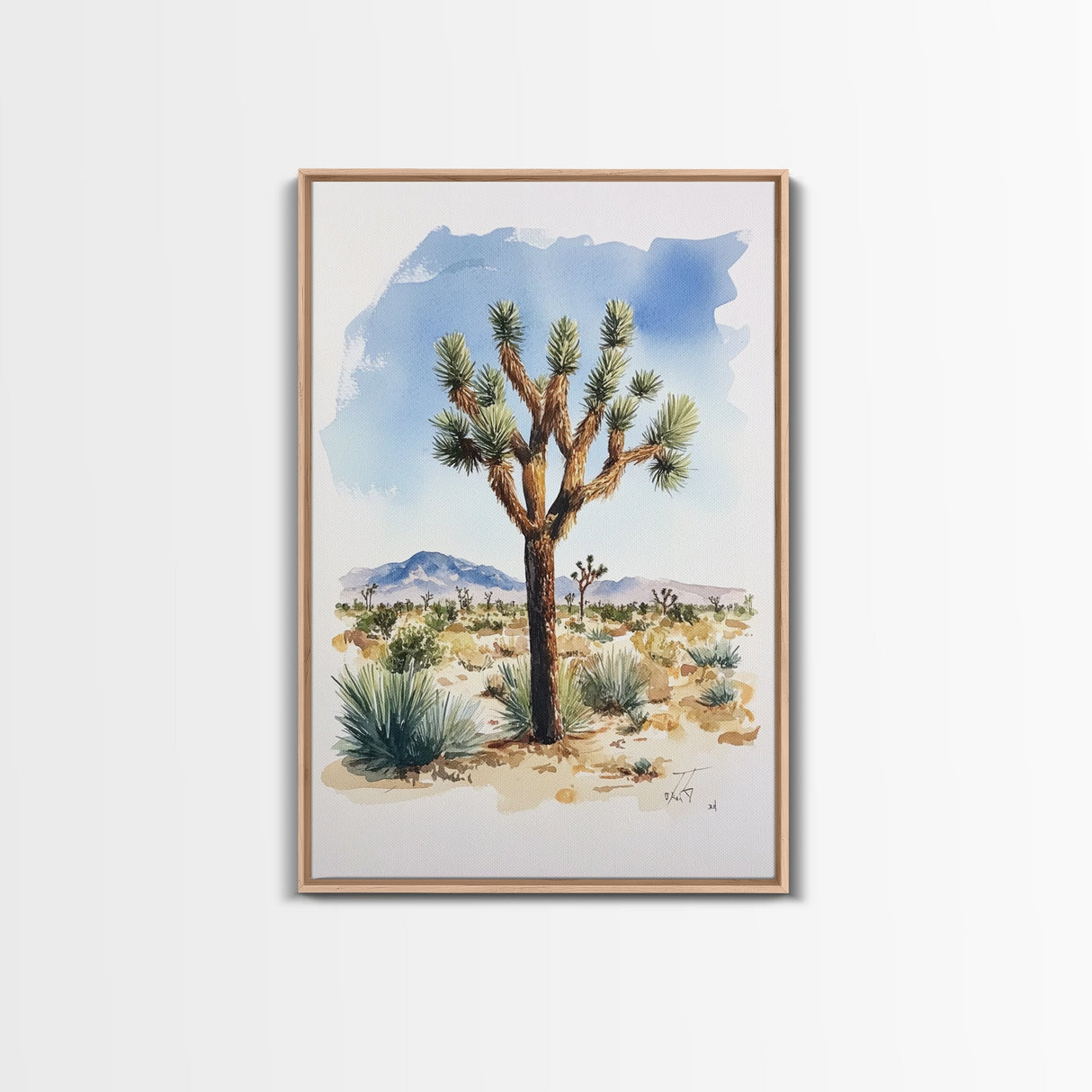 Watercolor Painting Print of Joshua Tree, Framed Canvas Print, Joshua Tree Art, Joshua Tree California Wall Art, Modern Farmhouse Art