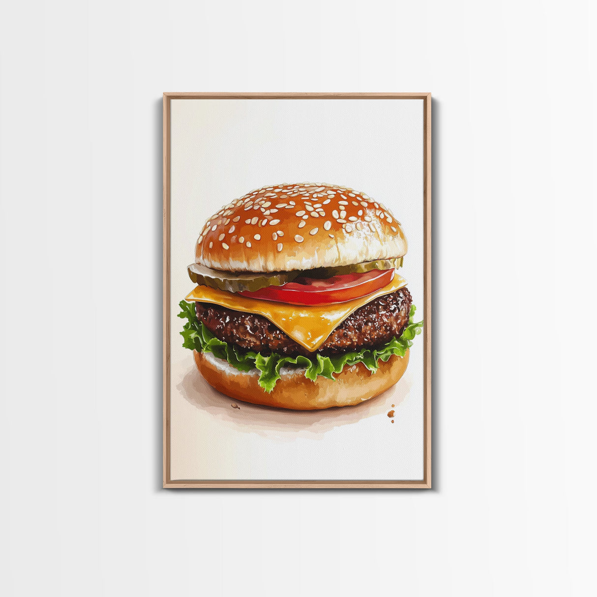 That's a Big Burger, Framed Canvas Print, Wall Art For Kitchen or Dining Room