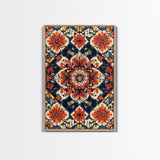 Floral Pattern Wall Art, Mexican Tile Pattern Framed Canvas Print, Chicano Art, Textile Inspired Wall Art, Southwestern Pueblo Style Art