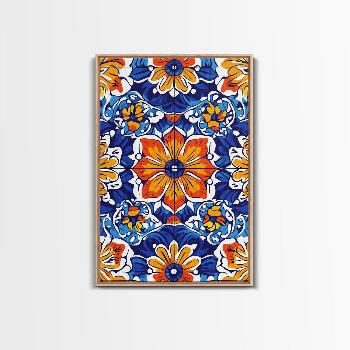 Textile Pattern Wall Art Framed Canvas Print, Home Decor, Mexican Tile Print, Mexicano Pueblo Wall Art