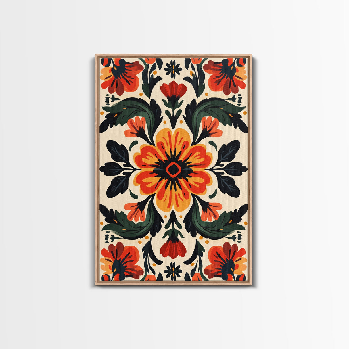 Floral Pattern Canvas Print, Mid-Century Modern Style Abstract Art, Botanical Print, Modern Flower Art Print