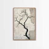 Double Exposure Wall Art - Tree or Cracks - Optical Illusion Wall Art Framed Canvas Print - Wabi Sabi Minimalist Home Decor Art