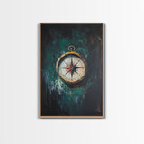 Nautical Nursery Compass Wall Art Framed Canvas Print, Travel Gift Idea, Vacation Gift Home Decor, Giclee Art Print, Going Away Gift
