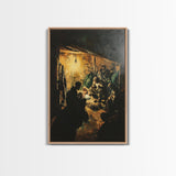Nativity Art Print, Framed Canvas Print, Nativity Painting, Christmas Decor, Christmas Wall Art, Rustic Christmas Art, Farmhouse Christmas Decor