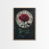 Rose Painting Print, Wood Framed Canvas Print, Beautiful Rose Painting Abstract Wall Art, Minimalist Floral Decor, Flowers Print, Floral Wall Art