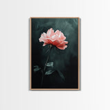 Oil Painting Print of a Pink Rose, Framed Canvas Print, French Country Decor, Modern Farmhouse, Rustic Farmhouse, Rose Painting, Rose Art
