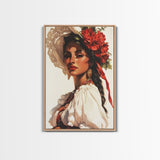 Latina Art Print on Canvas, Maximalist Wall Art, Latino Wall Art, Eclectic Home Decor, Chicano Painting, Mexicano Wall Art, Pueblo Style Art