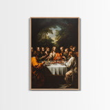 Last Supper Wall Art, Framed Canvas Print, Christmas Decor, Christian Decor, Oil Painting Of The Last Supper