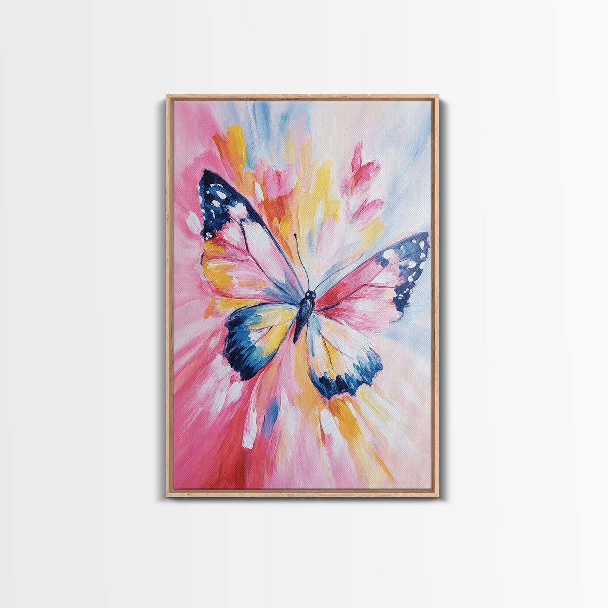 Pink Butterfly Oil Painting Print, Rustic Farmhouse, Boho Home Decor, Preppy Wall Art Dorm Room Wall Art Nursery Wall Art Home Decor