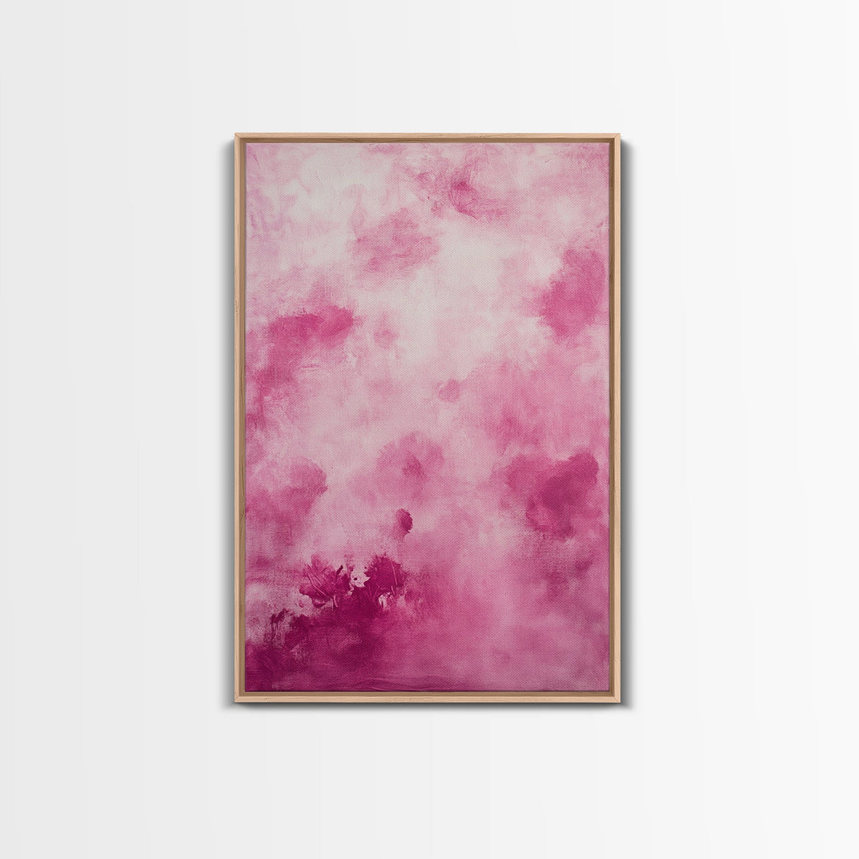 Wall Art Print Preppy Decor, Framed Canvas Print, Abstract Pink Clouds Painting, Girl's Dorm Room Wall Decor, Apartment Decor Gift Idea