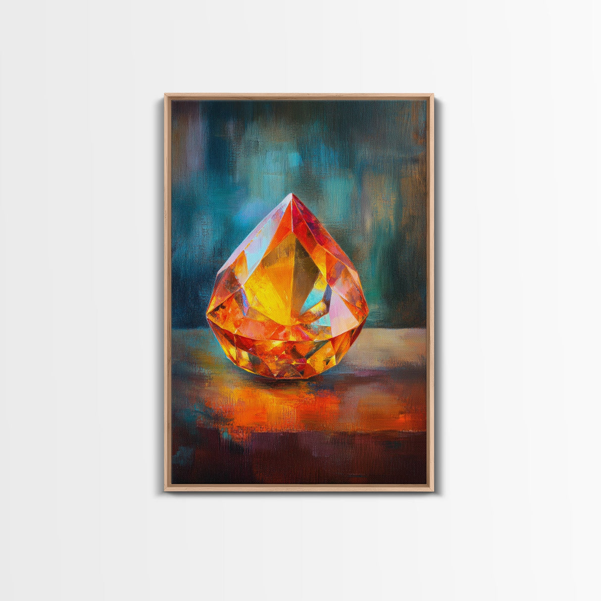 Gemstone Painting Print, Framed Canvas Print, Gemstones Wall Art, Precious Stone Painting, Red Gem, Ruby Painting, Antique Minerals Decor