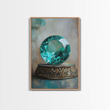 Emerald Painting Print, Framed Canvas Print, Gemstones Wall Art, Precious Stone Painting, Green Gem, Ruby Painting, Antique Minerals Art