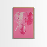 Preppy Elephant Painting Print, Trendy Wall Art, Animal Print, Framed Canvas Print, Wood Framed Art, Dorm Decor, Apartment Art