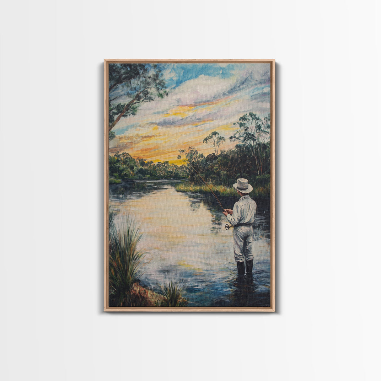 Fly Fishing Wall Art - Framed Canvas Print - Fly Fishing Painting, Fly Fishing Art, Gift Idea for Fisher, Fishing Gift Idea