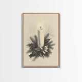Boho Christmas Candle Canvas Print - Framed Canvas - Minimalist Christmas Art - Boho Christmas Art - Rustic Christmas Art