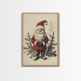 Sketch of Santa Canvas Print - Framed Canvas - Minimalist Christmas Art - Boho Christmas Art - Rustic Christmas Art