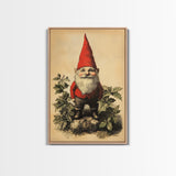 Painting of a Gnome Canvas Print - Framed Canvas - Minimalist Christmas Art - Boho Christmas Art - Rustic Christmas Art