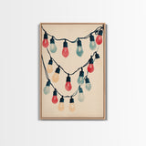 Sketch of Christmas Lights Canvas Print - Framed Canvas - Minimalist Christmas Art - Boho Christmas Art - Rustic Christmas Art