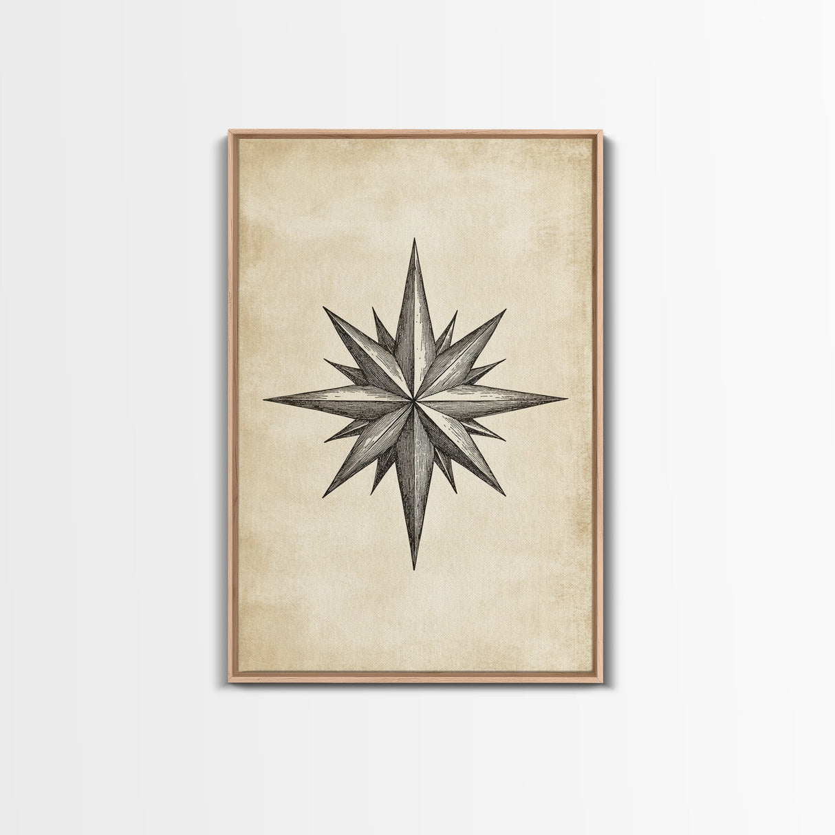 Sketch Of The North Star Canvas Print - Framed Canvas - Minimalist Christmas Art - Boho Christmas Art - Rustic Christmas Art