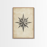 Sketch Of The North Star Canvas Print - Framed Canvas - Minimalist Christmas Art - Boho Christmas Art - Rustic Christmas Art
