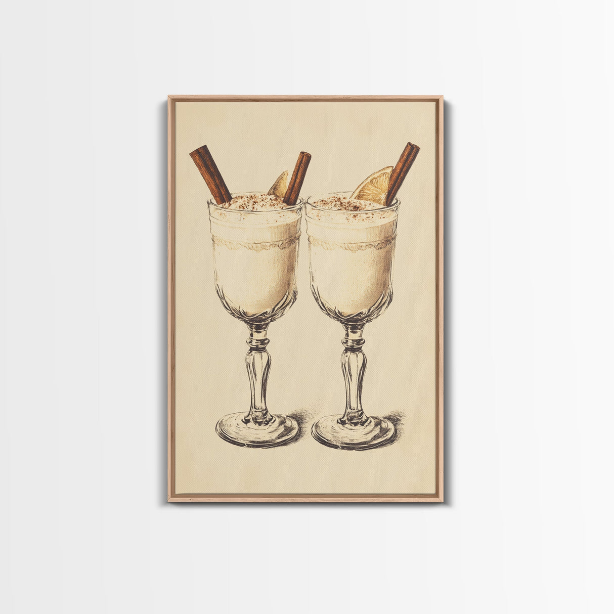 Retro Eggnogg Canvas Print - Framed Canvas - Minimalist Christmas Art - Boho Christmas Art - Rustic Christmas Art