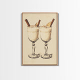 Retro Eggnogg Canvas Print - Framed Canvas - Minimalist Christmas Art - Boho Christmas Art - Rustic Christmas Art