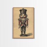 Christmas Nutcracker Canvas Print - Framed Canvas - Minimalist Christmas Art - Boho Christmas Art - Rustic Christmas Art
