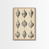 Christmas Ornaments Canvas Print - Framed Canvas - Minimalist Christmas Art - Boho Christmas Art - Rustic Christmas Art