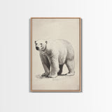 Polar Bear Canvas Print - Framed Canvas - Minimalist Christmas Art - Boho Christmas Art - Rustic Christmas Art