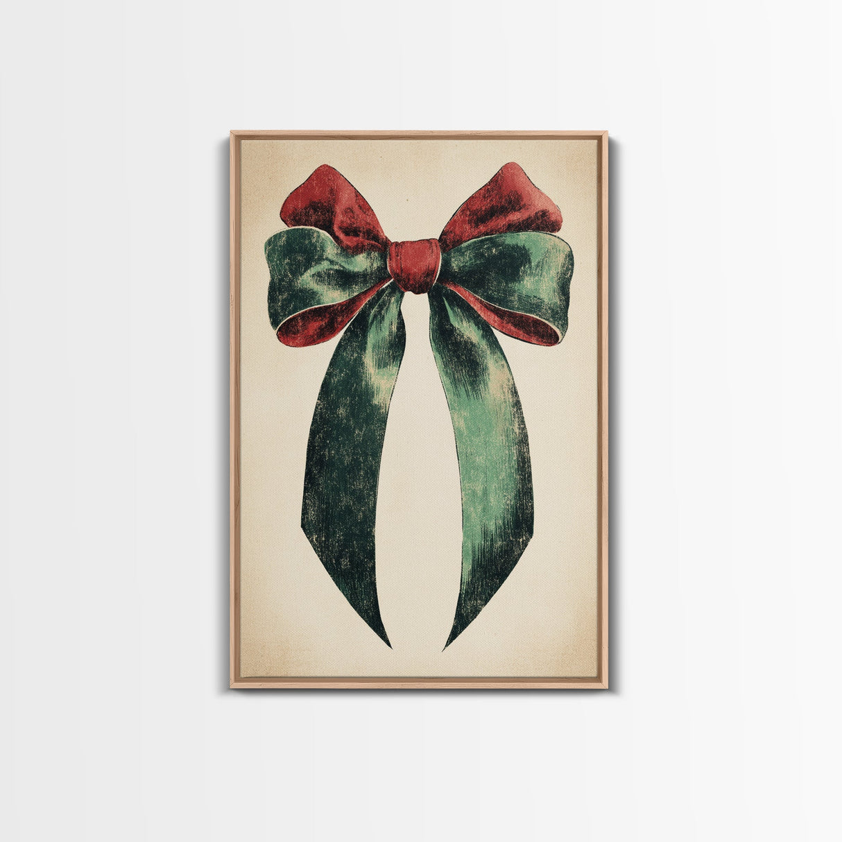 Gift Bow Canvas Print - Framed Canvas - Minimalist Christmas Art - Boho Christmas Art - Rustic Christmas Art
