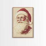 Sainta Clause Painting Canvas Print - Framed Canvas - Minimalist Christmas Art - Boho Christmas Art - Rustic Christmas Art