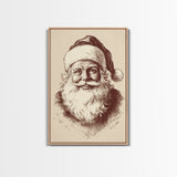 Vintage Santa Painting Canvas Print - Framed Canvas - Minimalist Christmas Art - Boho Christmas Art - Rustic Christmas Art
