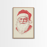 Reto Santa Portrait Canvas Print - Framed Canvas - Minimalist Christmas Art - Boho Christmas Art - Rustic Christmas Art - Santa Painting