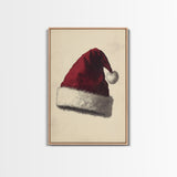 Santa's Hat Canvas Print - Framed Canvas - Minimalist Christmas Art - Boho Christmas Art - Rustic Christmas Art